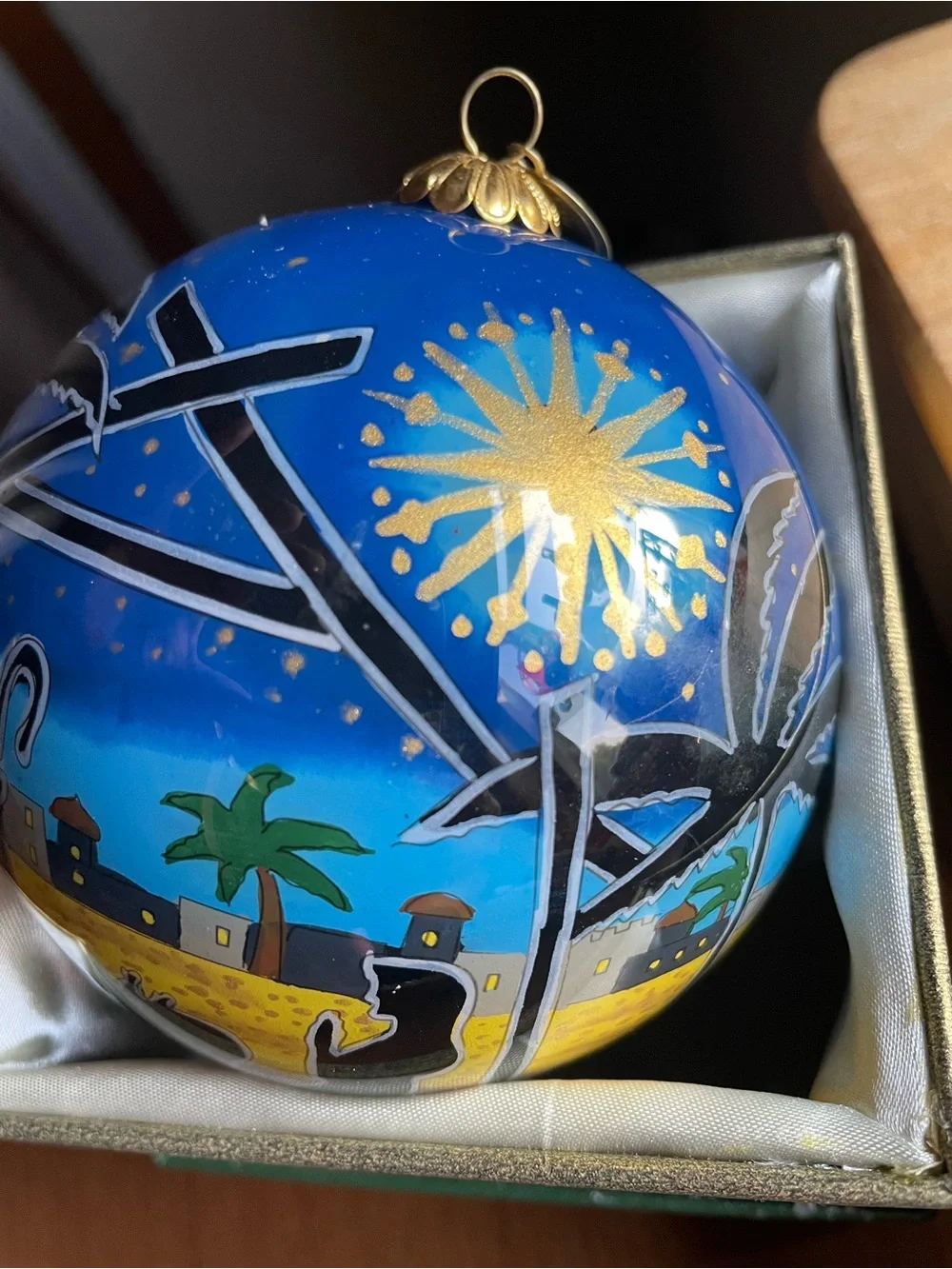Pier 1 Li Bien Glass Nativity Wise‎ Men Christmas Ornament Inside Painted 2015